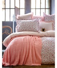 Наборы постельного белья Постельное белье с пледом Freya pink-KARACA HOME