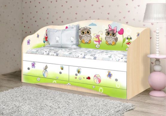 Одноярусные кровати Детский диван-кровать "Совы"-Вальтер