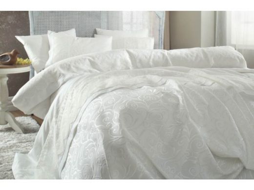 Наборы постельного белья Постельное белье с покрывалом Beren krem-KARACA HOME