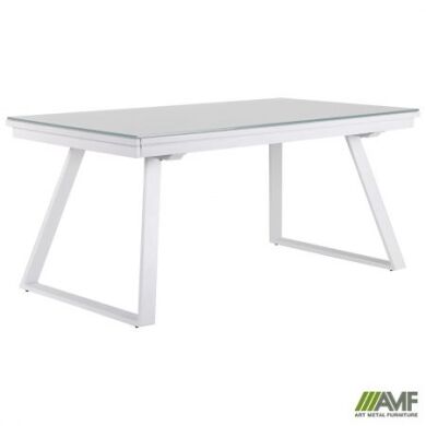 Обеденные столы Стол обеденный раскладной Frank(Франк) white/glass Snow white-AMF