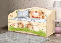 Одноярусные кровати Детский диван-кровать "Мишка с букетом"-Вальтер